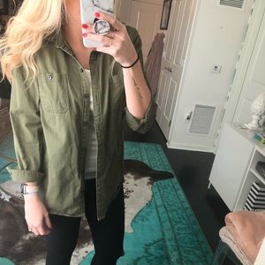 Olive green button up